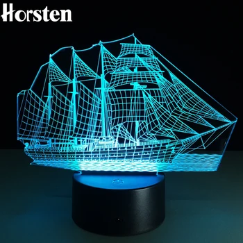

2018 Novelty 3D Sailing Boat Night Lights LED Table Lamp 7 Colors Changeable USB Desk Toy Light For Kids Children Gift