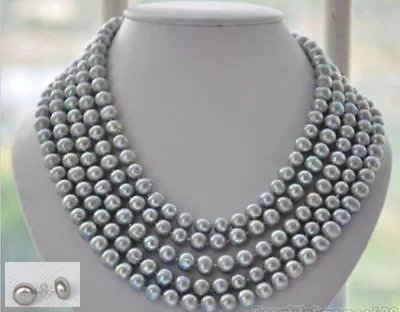 

INCH AAA REAL SOUTH SEA 8-9MM GENUINE GRAY PEARL NECKLACE EARRING