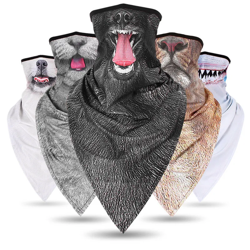 Men/Women long triangle animal mask magic hood quick-drying sand-proof breathable outdoor riding collar towel towel mask scarf