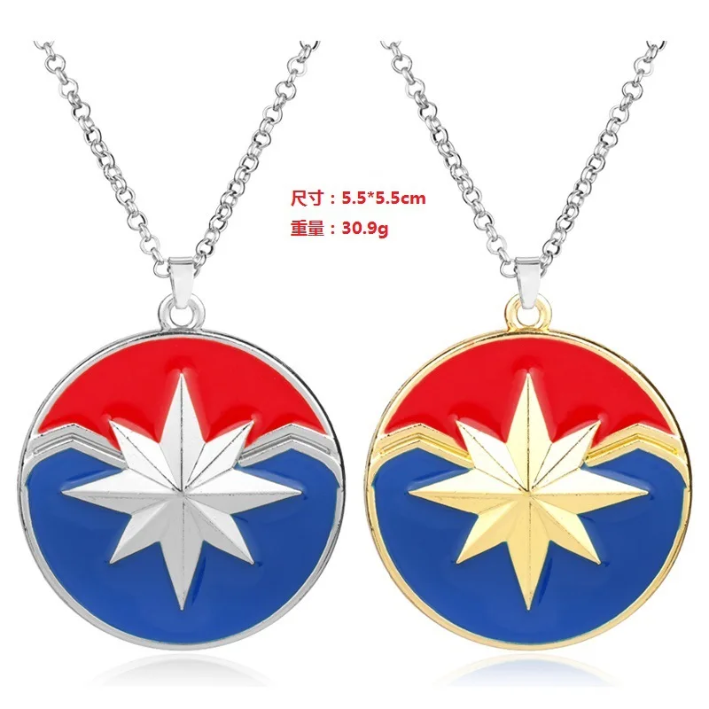 

2019 The Avengers Captain Marvel Logo Keychain necklace Fashion Metal Key Chain Pendant Men Gift Movie Jewelry Christmas gifts