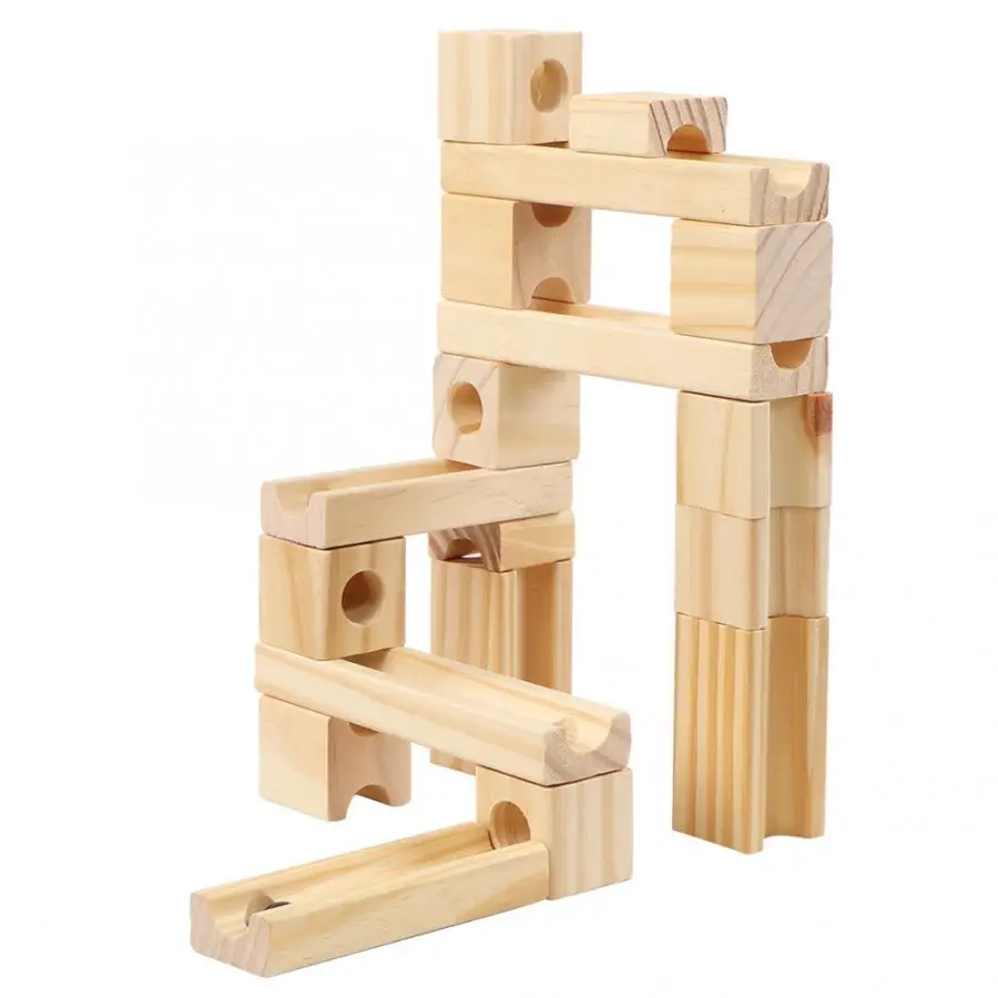 

DIY Wooden Construction Race Run Maze Balls Track Building Blocks Educational Toy for Children