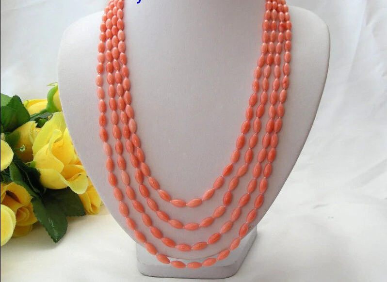 

> stunning long 100" 10mm baroque pink natural coral necklace