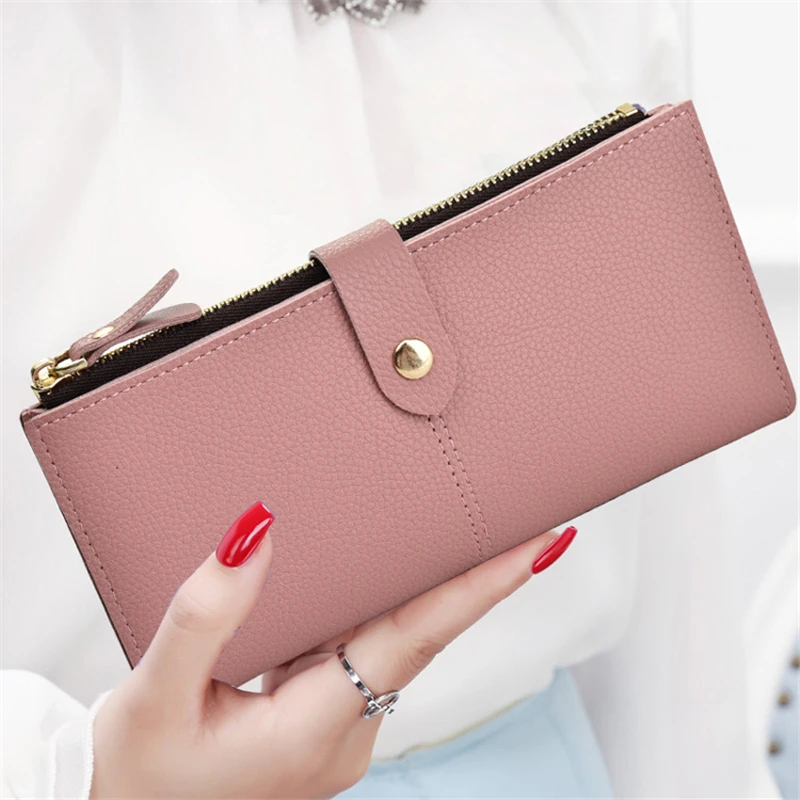 Slim women&#39;s wallets zipper women cheque wallets portefeuille femme Travel female Clutch thin ...