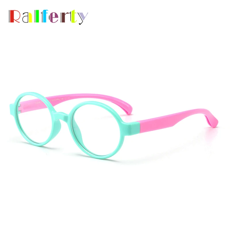 Ralferty Ретро детские круглые очки с оправой Детские TR90 очки с гибкой оправой оправы очки для близорукости по рецепту для девочек и мальчиков K8146