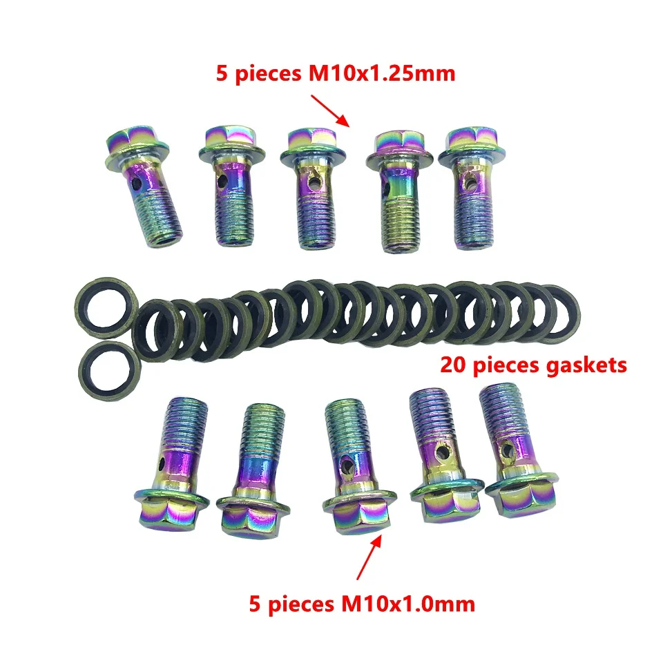 Мотоциклетный тормозной суппорт банджо болт слив масла винт/полый винт m10x1.25 мм m10x1мм для тормозного шланга суппорт главный цилиндр - Цвет: Multicolor C