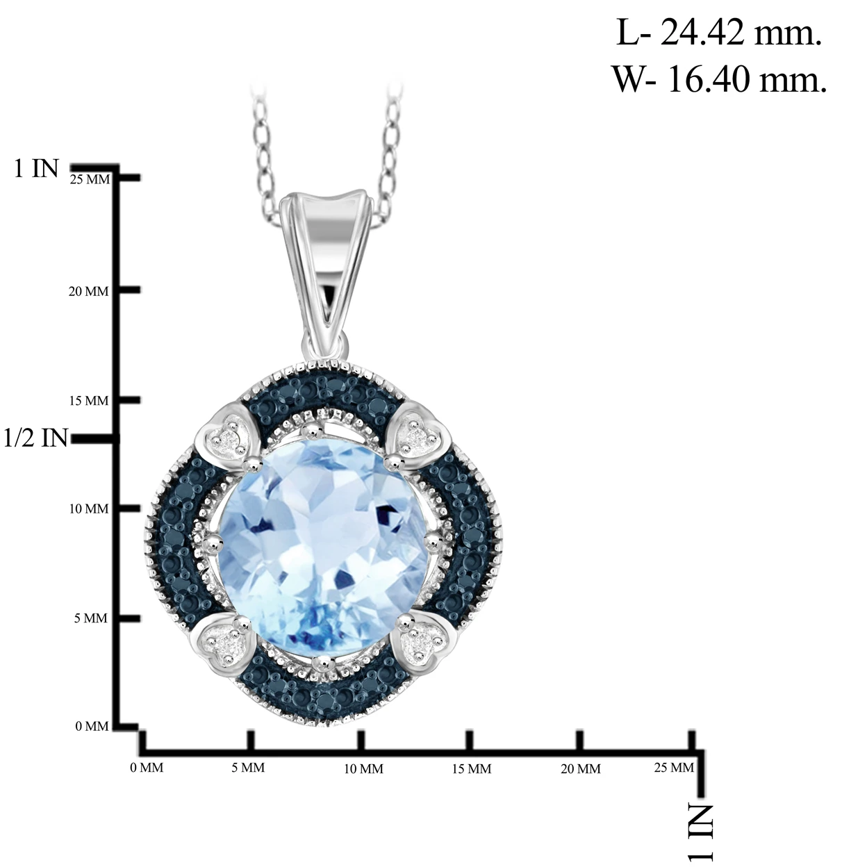 JewelonFire 4 1/4 Carat T.G.W. Sky Blue topaz and Blue & White Diamond Accent Sterling Silver Pendant (3)