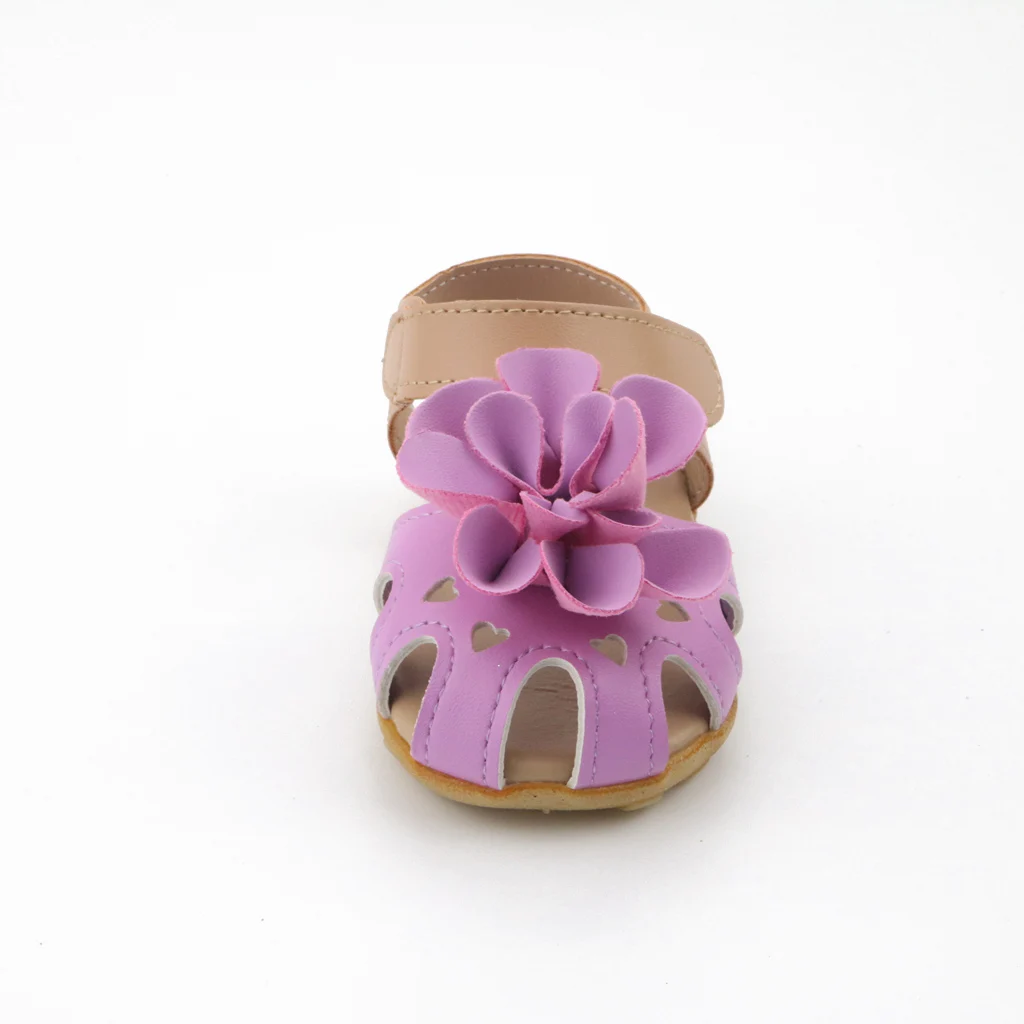 JUSTSL сандалии для девочек Лето с цветочным принтом женская обувь на плоской подошве обувь для малышей; обувь для пляжа; принцессы обувь на липучках