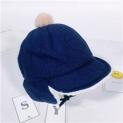 Детская зимняя шапка для детей от 1 года до 4 лет, 2 цвета, детская зимняя теплая шапка шляпа шапочка - Цвет: Синий