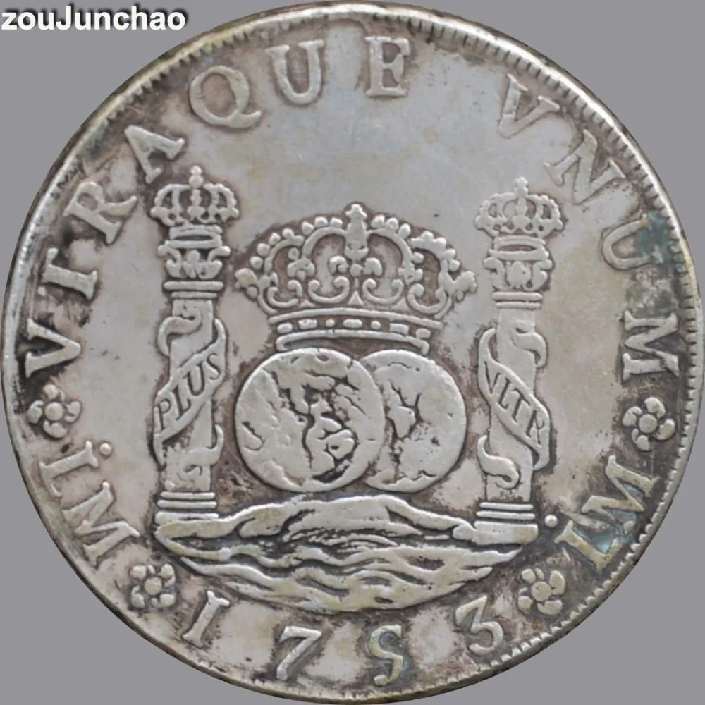 

Peru Coins Plating Silver Coin 1753 LM J 8 REALES Copy