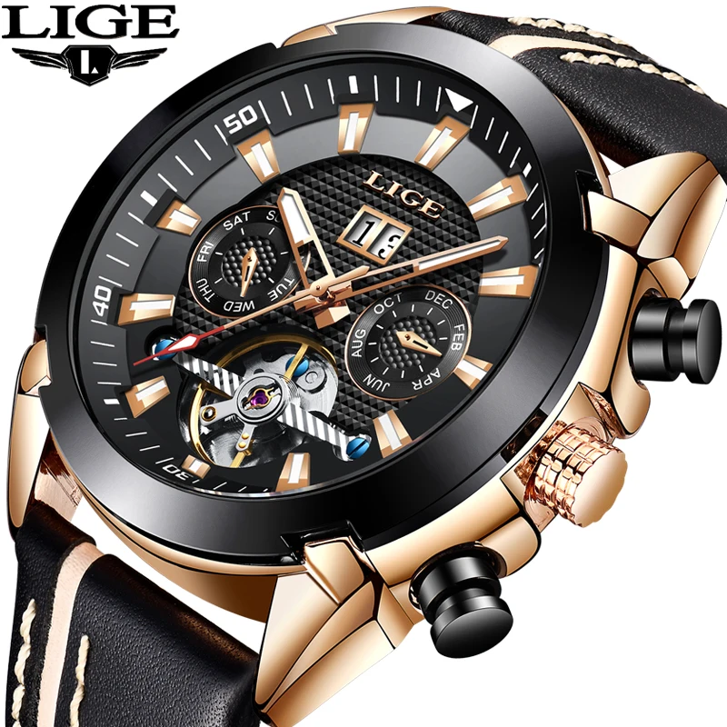 

2019LIGE Men Watch Top Luxury Fashion Automatic Mechanical Watches Men's Sports Waterproof Army Military Clock Relogio Masculino
