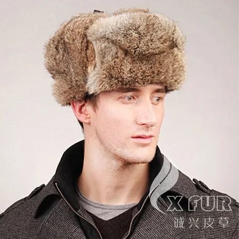 CX-C-26B, европейская мужская шапка с ушками из натурального кроличьего меха, Русская Шапка