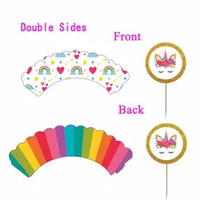 1 комплект Единорог двухсторонние единороги форма для выпечки вставки для карт 12 дисков+ 12 вставных карт экологически чистые инструменты для торта на день рождения Декор