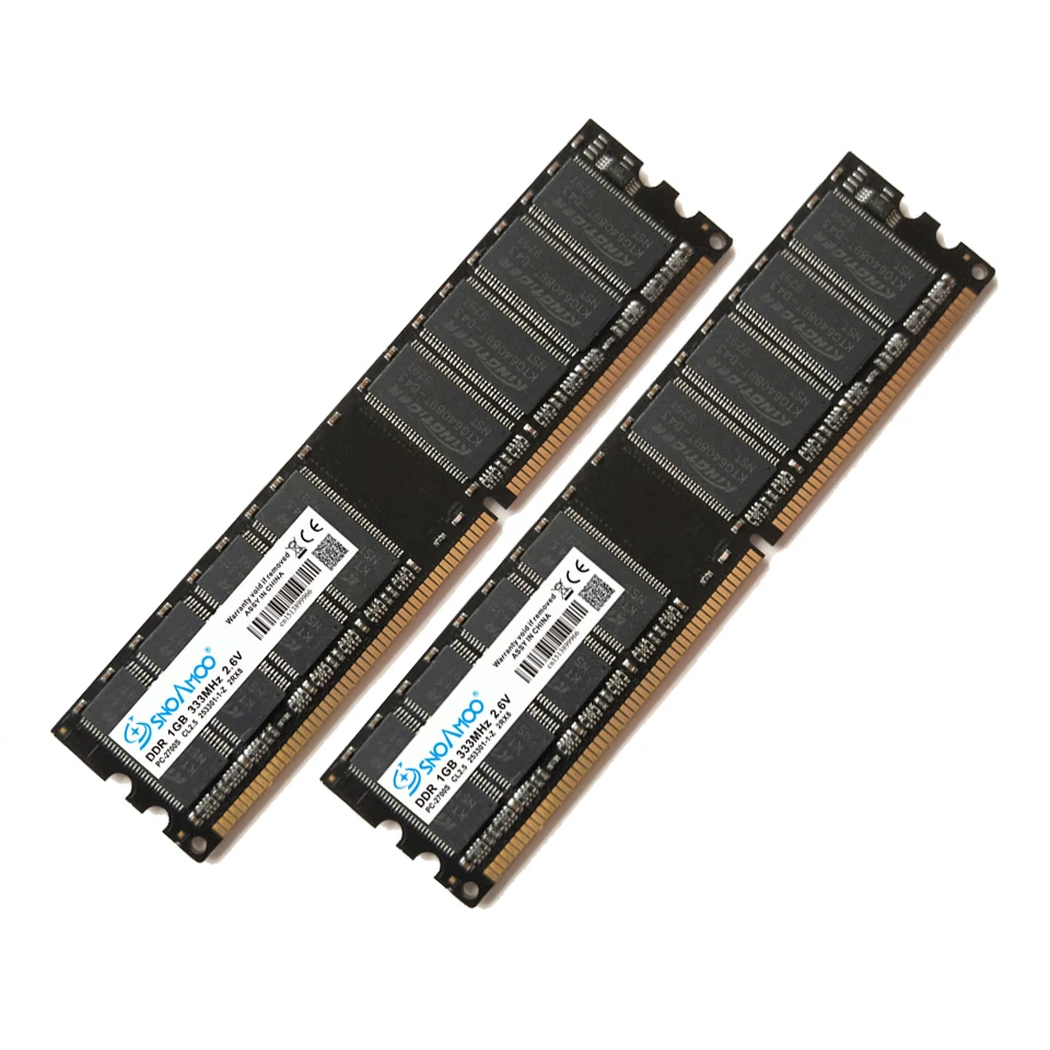 SNOAMOO DDR 2 шт. x1GB 400 МГц PC3200 184PIN CL3 ОЗУ Высококачественная память для настольных ПК DIMM