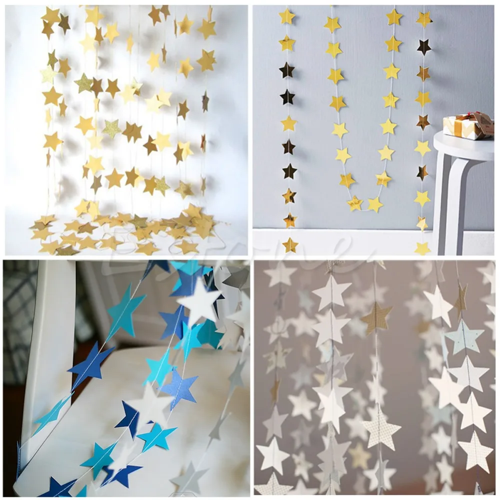 

Colorful Star-Shape Hanging Paper Garlands Flora String Party Home Holiday Decor