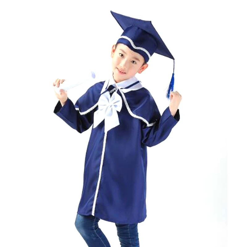 Children Students Performance Costumes Academic Bachelor Gown Kindergarten Kids Dr Clothes Graduated Bachelor Suits Dr cap graduation gown set