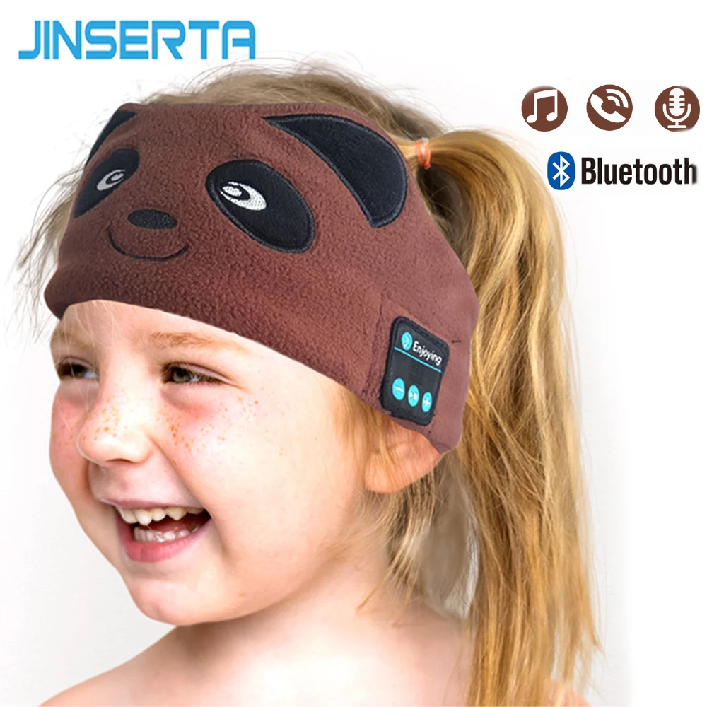 

JINSERTA Wireless Bluetooth 5.0 Earphone Cute Cartoon Sleeping Mask Phone Headband Sleep Soft Earphones Eye Mask Music Headsets