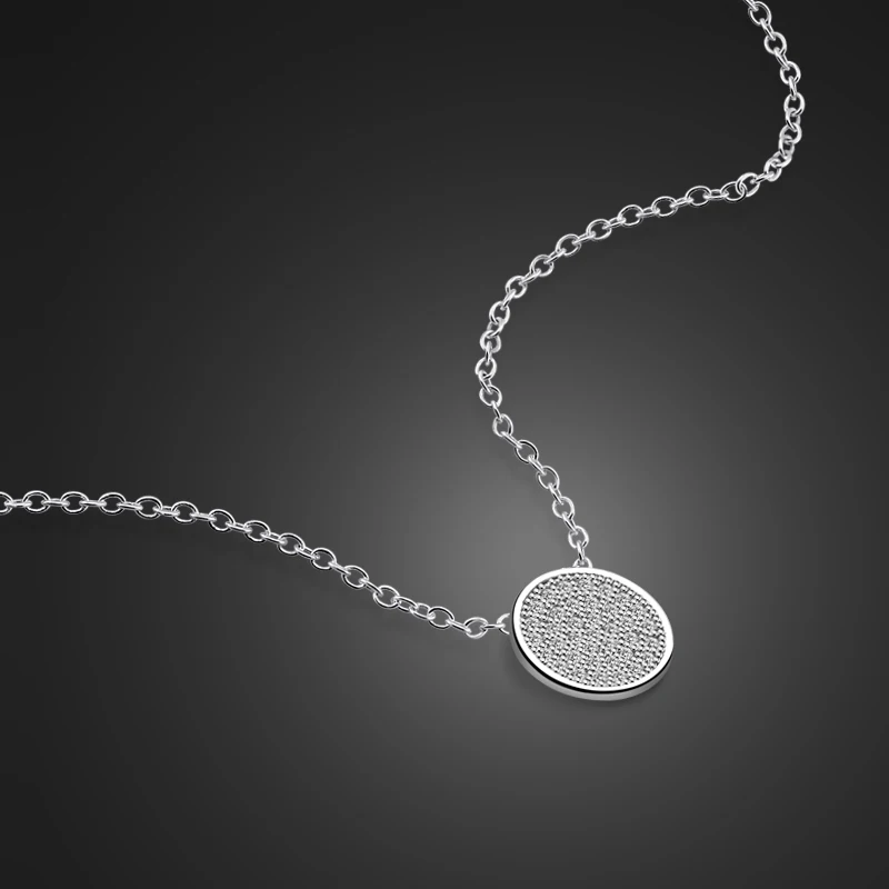 

Simple 925 sterling silver necklace Solid silver literary temperament round pendant Korean creative short chain jewelry gift