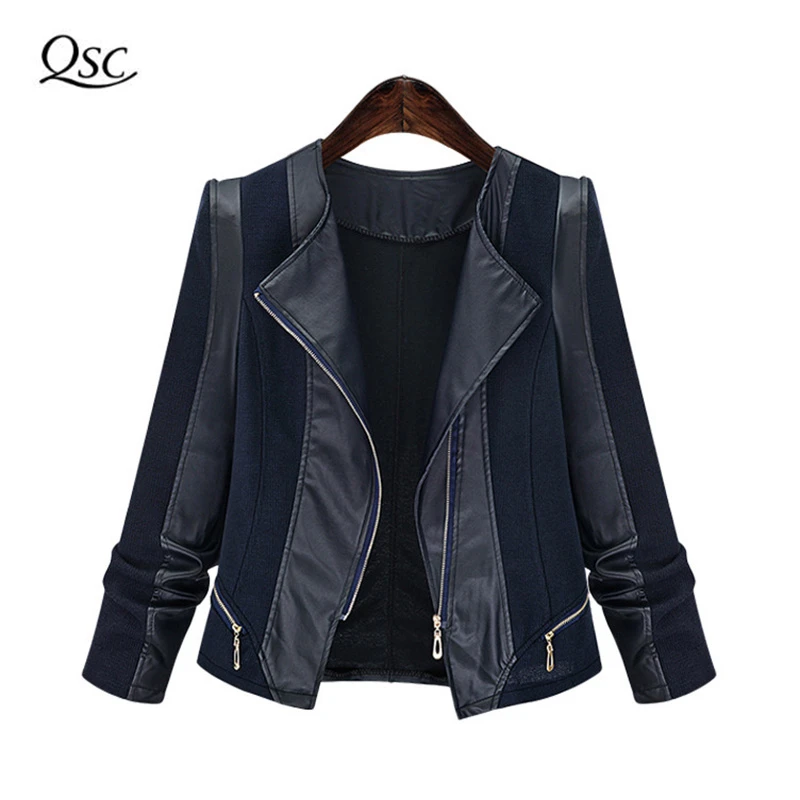 Chaqueta de cuero de Pu para mujer QSC 2018 nueva chaqueta Casual de Moda de Primavera talla grande 5xl chaqueta de Cachemira de calidad SUM05|women pu leather jacket|pu jacketfashion