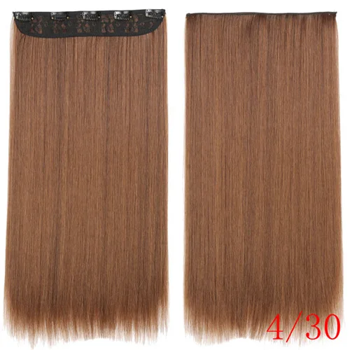 Miss wig 55 см длинный синтетический зажим для наращивания волос 5 зажим прямые пряди термостойкий черный коричневый цвет - Цвет: P4/30