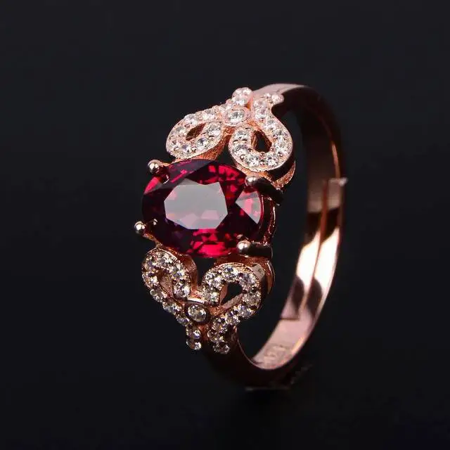 Natural red garnet stone Ring Natural gemstone ring 925 sterling silver trendy scissors Bow women's girl gift Jewelry Natural red garnet stone Ring Natural gemstone ring 925 sterling silver trendy scissors Bow women's girl gift Jewelry