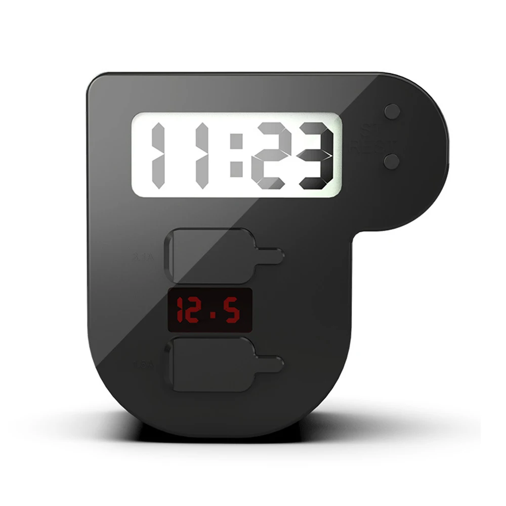 

New Waterproof 12V Motorcycle Scooter LED Digital Display Voltage Electronic Clock Dual USB Power Socket Charger Power