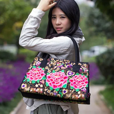 

Fashion National Embroidery Travel Women Handbags!Nice Floral Embroidered Lady Shoulder&Crossbody bags Multi-use Canvas Carrier