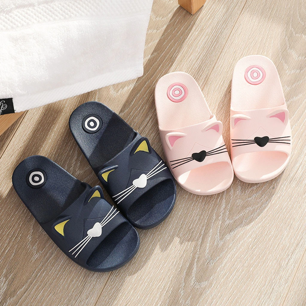 Baby Kids Girls Boys Home Slippers Cartoon Cat Floor Family Shoes Beach Sandals