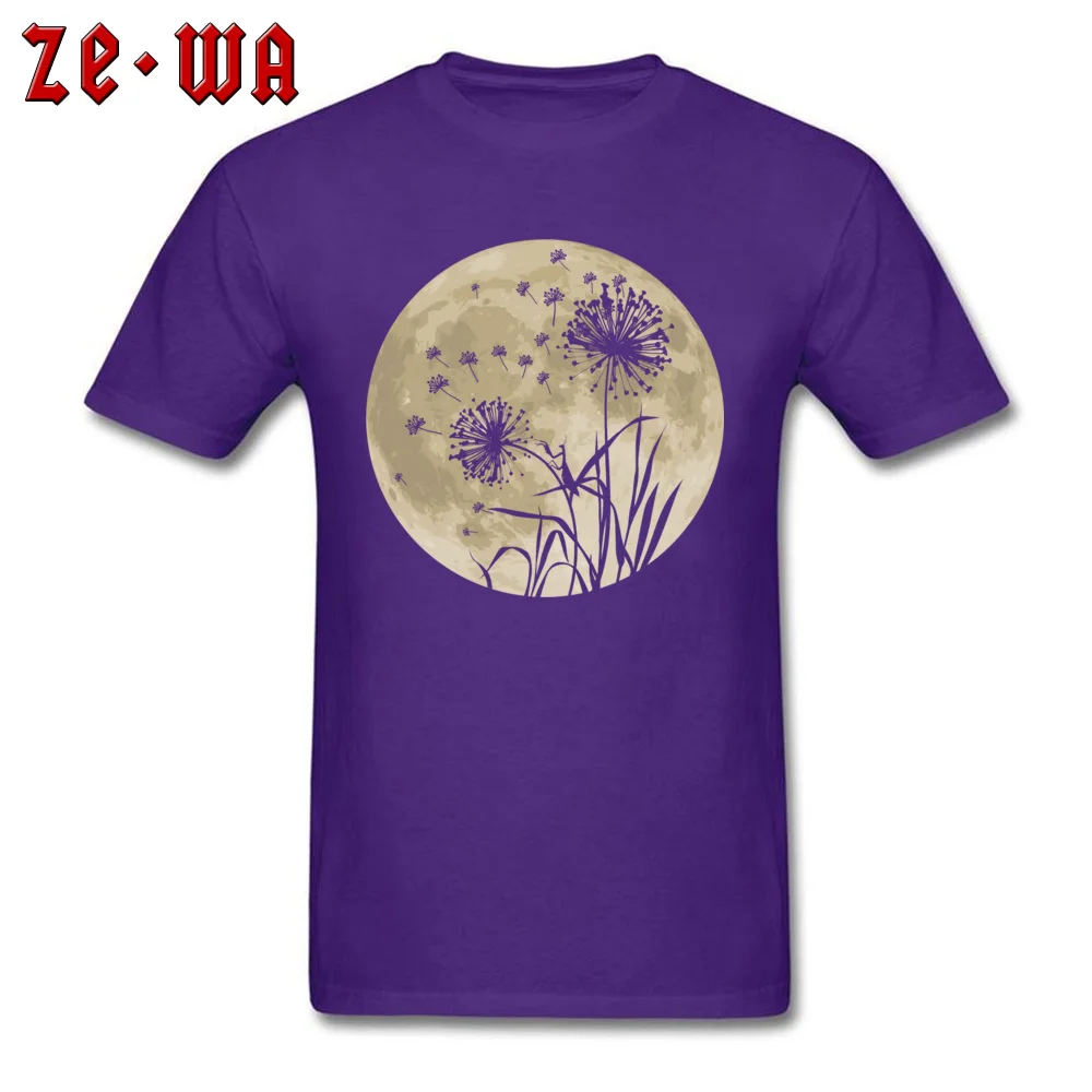 Men Oversized Tops Tees O Neck Lovers Day Pure Cotton Top T-shirts 3D Printed Dandelions By The Moonlight Top T-shirts Dandelions By The Moonlight purple