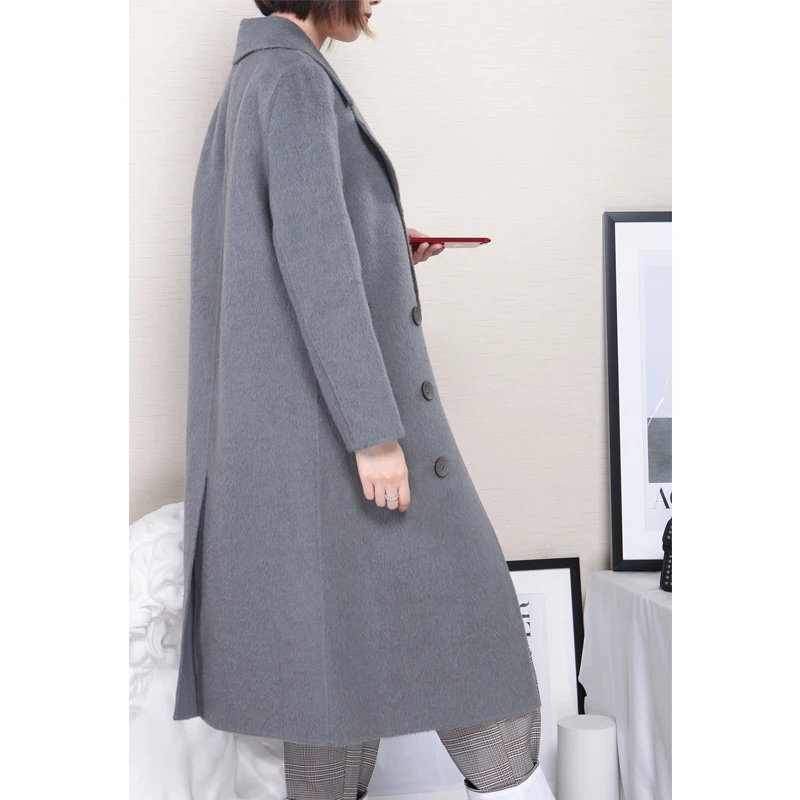 Loisirs Veste 2018 37030 Gris Maylooks hiver Style Dame Long Laine Mode Solide Femmes Nouvelle Automne Manteau Lady 7xZd0Z