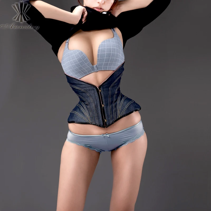 Blue Jean New Design Steel Boned Underbust Corset (15)