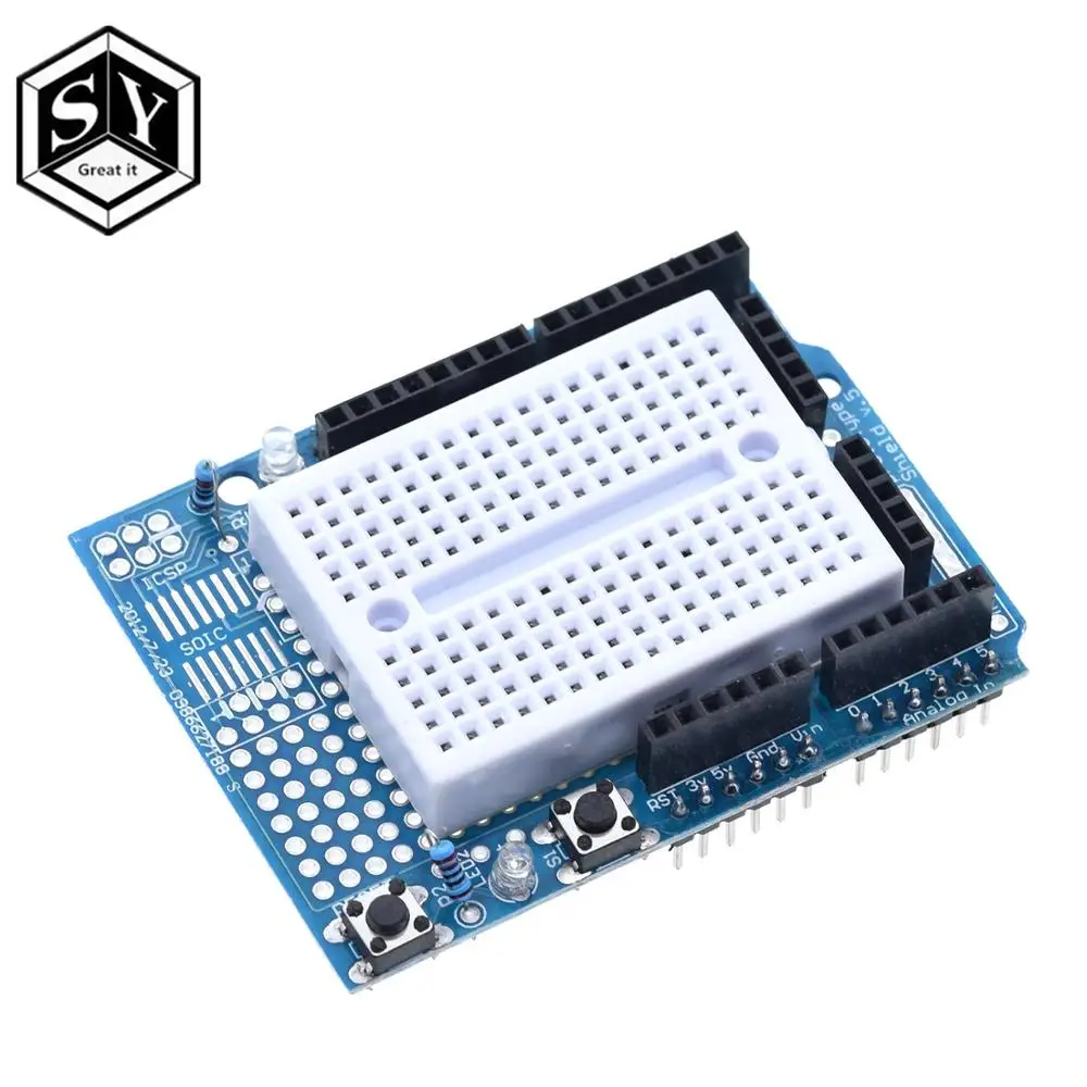 

1PCS Great IT UNO ProtoShield prototype expansion board with SYB-170 mini breadboard based For Arduino UNO ProtoShield