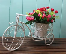 European metal garden white iron bicycle FLOWER stand desktop window display metal decoration