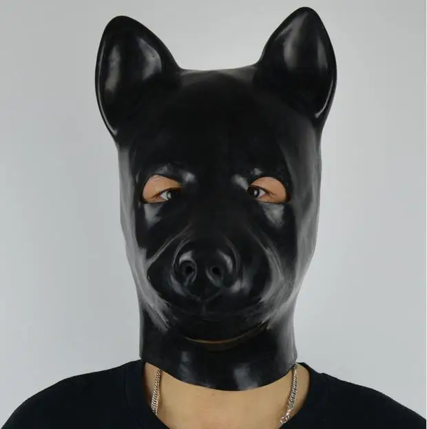 Black Latex Dog Hood Rubber Dog1.0mm Moulded Latex Dog