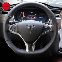 Рулевое Стикеры Наклейка украшения Декор с логотипом для Tesla модель s модель x руль авто укладки Накладки для салона автомобиля