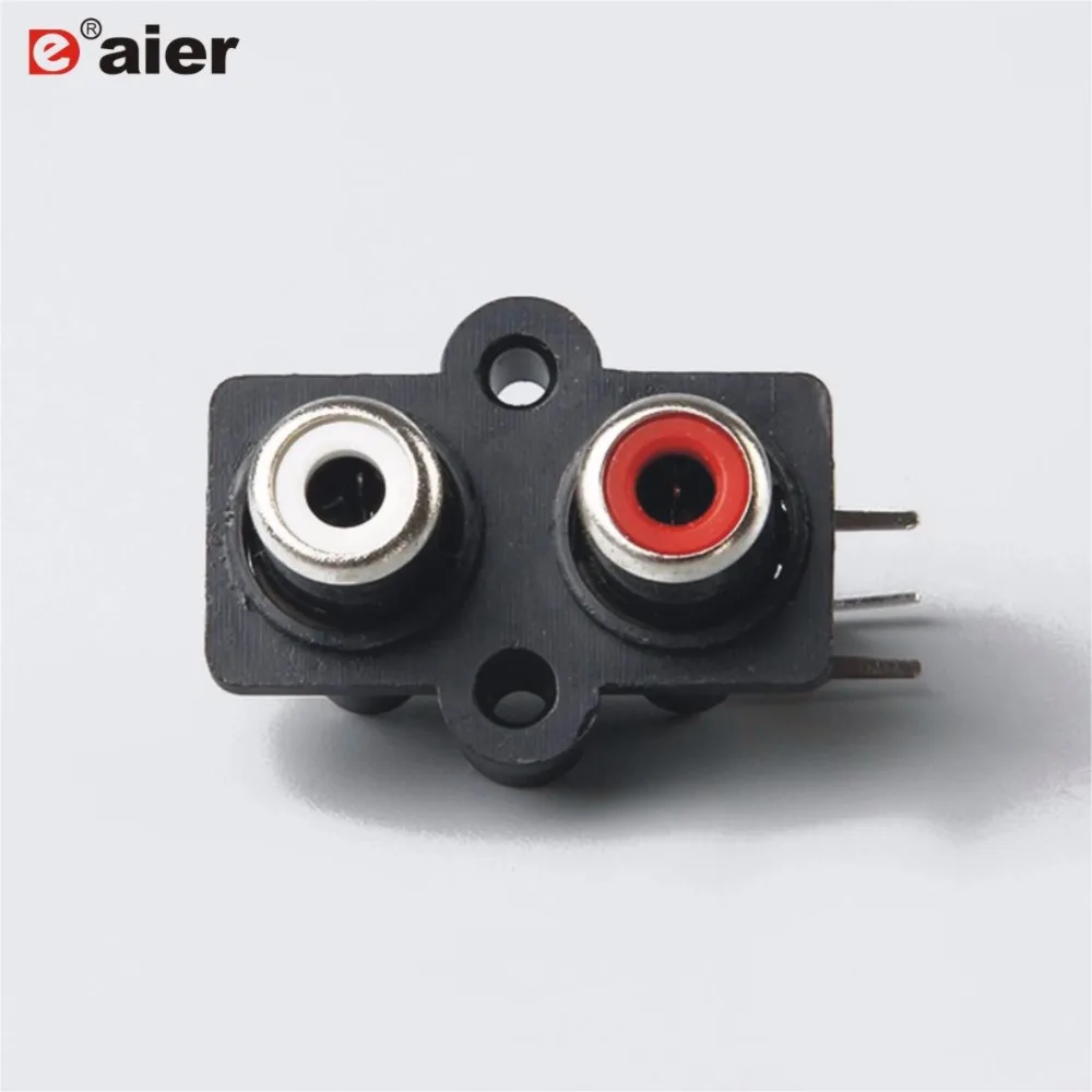 

20PCS RCA Jack 2 Holes Female Connector AV2-8.4-7 PCB Mount AV Audio And Video Panel Jack Black and Red Hole Color