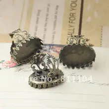 18*25 мм овальной кроной Античная бронзовая Медь пустой Кепки База цветок палец Кольца настройки для Сделай Сам CZ кабины ювелирных изделий