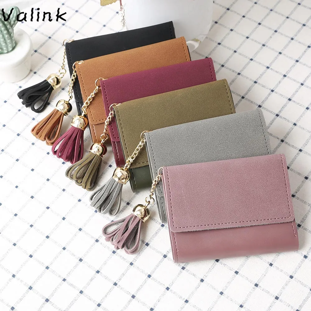 Valink 2017 Women Simple Short Wallet Tassel font b Coin b font font b Purse b