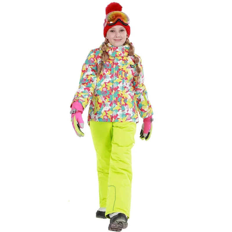 

Mioigee 2019 Winter Girls Ski Sets Windproof Waterproof Outdoor Outerwear Sport Suits for Girl Children Clothes 5-16T
