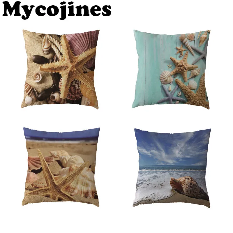 Scatter Cushions Starfish Beige//White 50x50cm. Cottage Cushion 1 maritime Cushion Cover