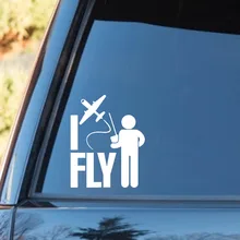 12.8cm*16cm I Fly People Remote Control Gigantic Helicopter Vinyl Car Sticker Delicate Decal Pattern Style