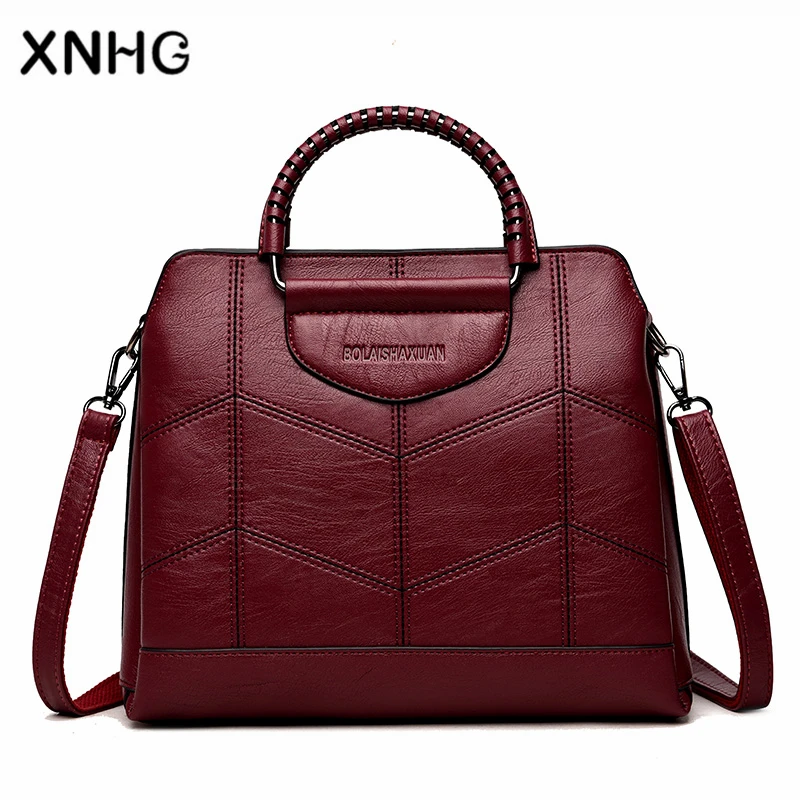 Fashion Leather Designer Handbags High Quality Thread Crossbody
