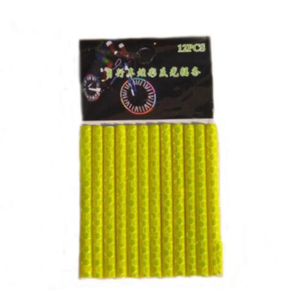 

12Pcs Bike Spokes Reflector Stickers Bicycle Cycling Wheel Wire Reflective Stickers Tapes Mount Clip Tube Tape Cycling Decals