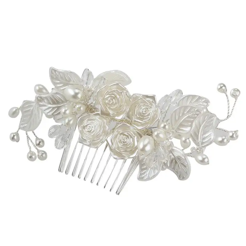 

Charm Bridal Wedding Silver Crystal Pearls Women Hair Comb Clip Beautiful Jewelry Flowers Crystal Hair Clips