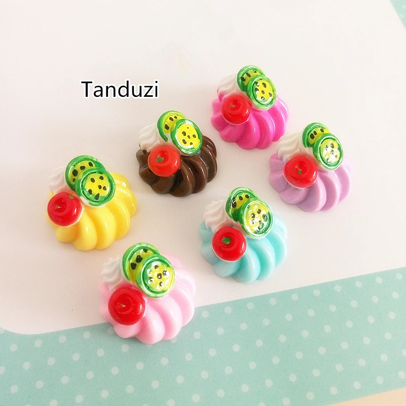 10 Polymer Clay Cabochons Kiwi Fruit Flat Backs 10mm Green Flatbacks