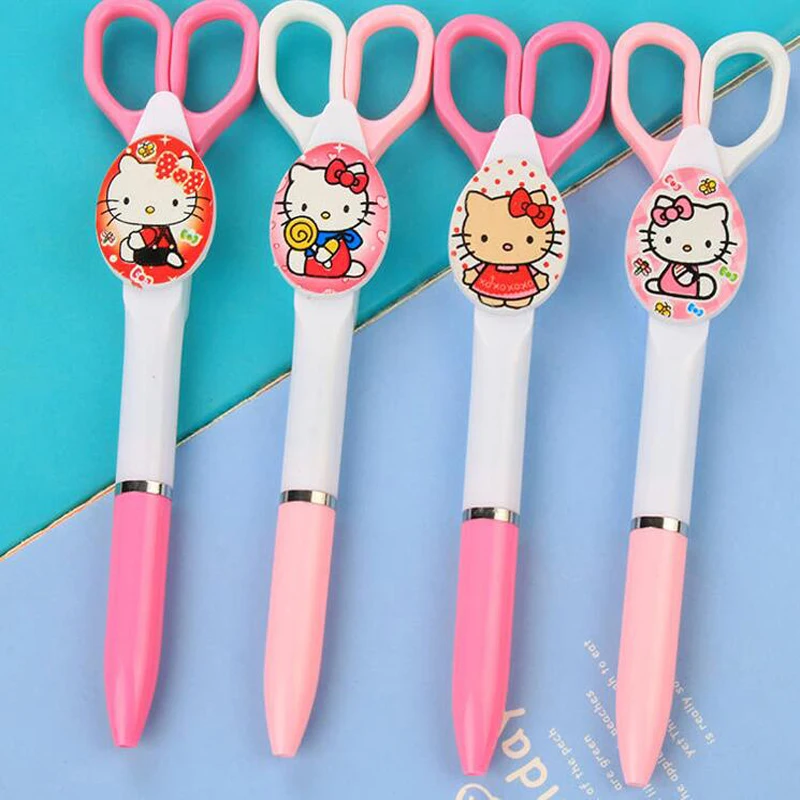Новинка kawaii hellokitty и маленькие ножницы шариковая ручка Студенческая с синими