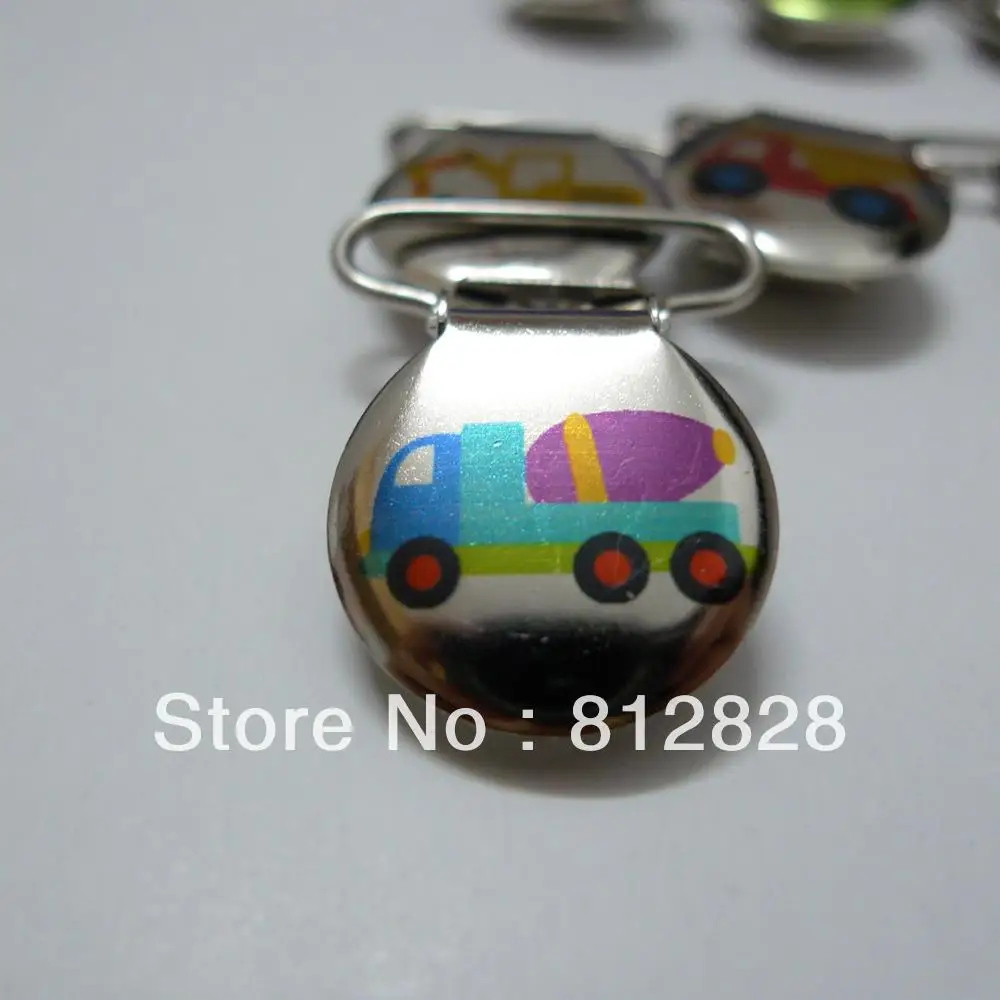

25pcs 1'' 25mm Enamel Concrete Truck Circle Pacifier Clips
