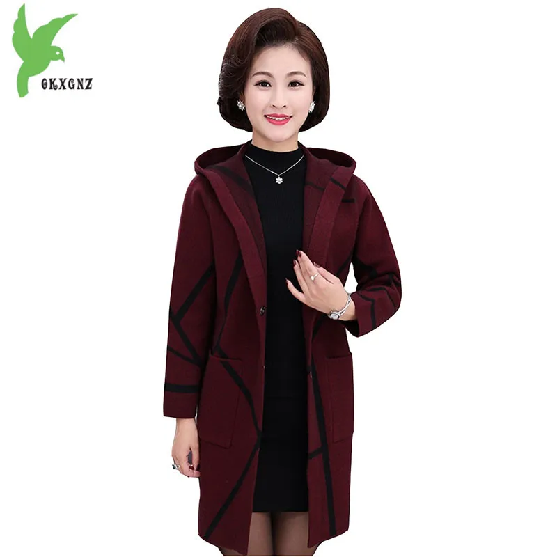 ^*Best Offers High Quality Autumn Women Knit Sweater New Middle aged Female Cardigan Jackets Plus size Thicker Mother Sweater Coats OKXGNZ1225