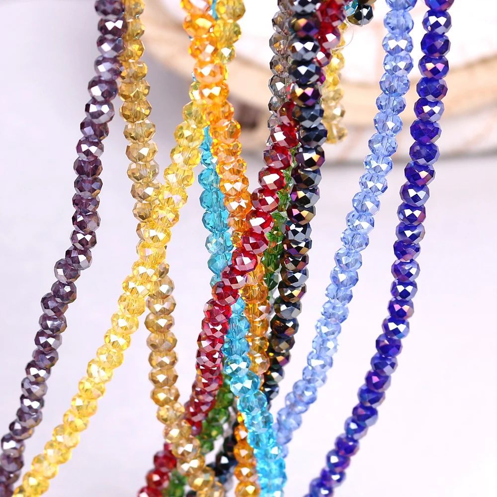 

Crystal Glass Faceted Rondelle Beads 400pcs/lot 1.5x2mm Sew On Acrylic Flatback Strass Crystal Stone For Fashion Jewelry Making