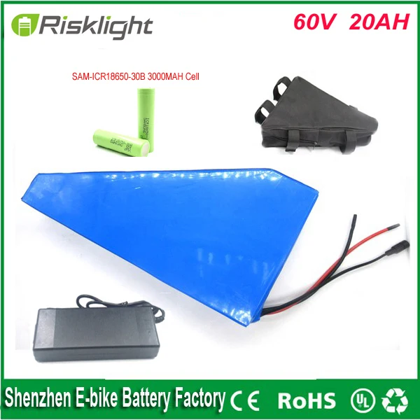 Cheap Great quality e-bike battery 60volt lithium battery pack triangle style 60v 20ah battery with charger and bag For Samsung cell 6 Cheap Great quality e-bike battery 60volt lithium battery pack triangle style 60v 20ah battery with charger and bag For Samsung cell 6