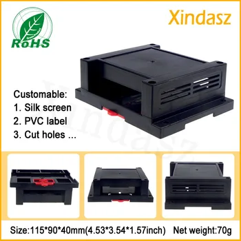 

(XDI02-12 5pcs/Lot)115*90*40mm Black Plastic electrical box plastic din rail enclosure for electronic box